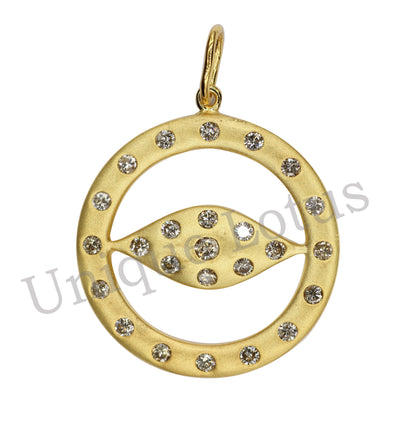Evil Eye Shape 14k Solid Gold Diamond Pendants