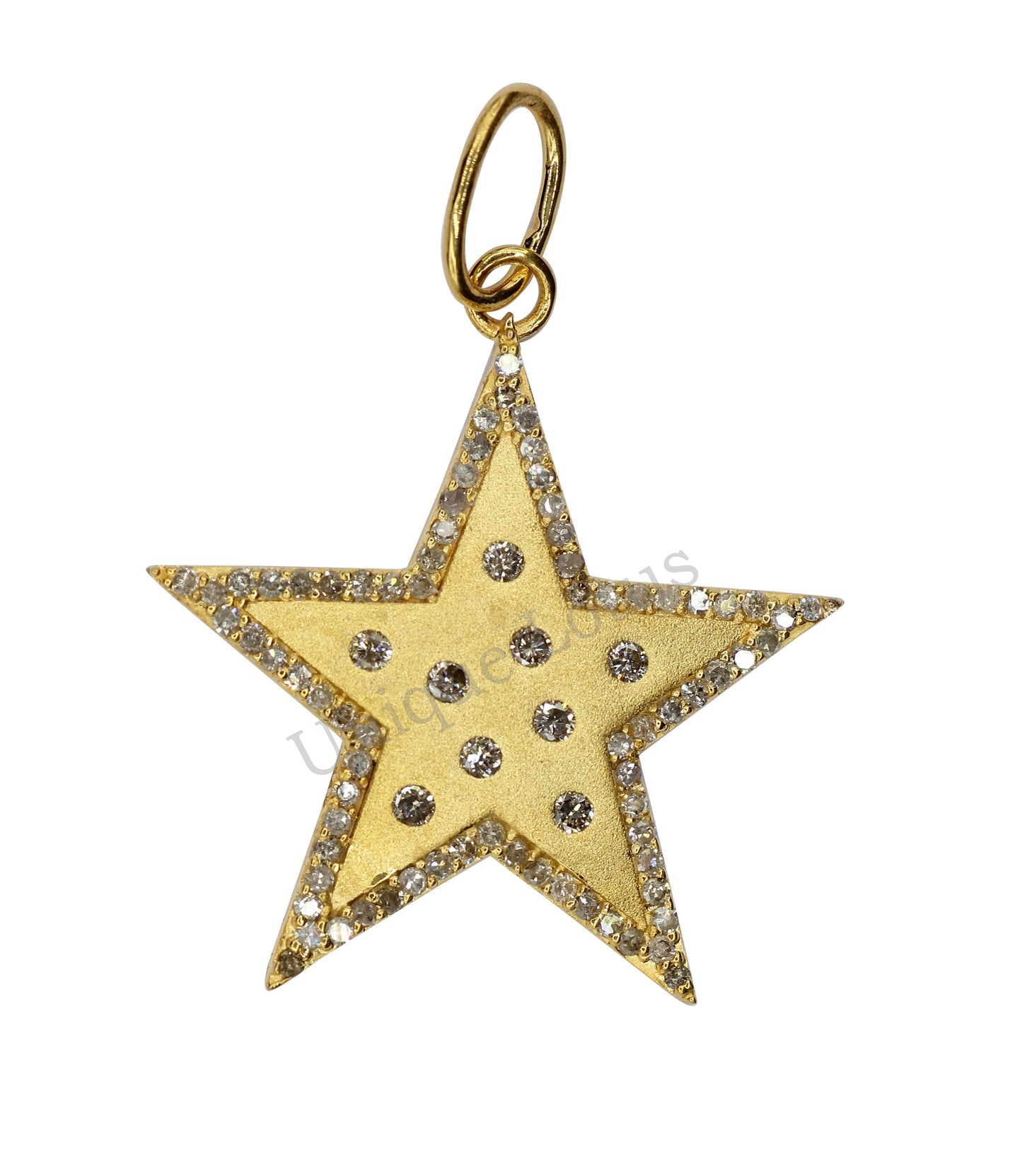 Star Shape 14k Solid Gold Diamond Pendants