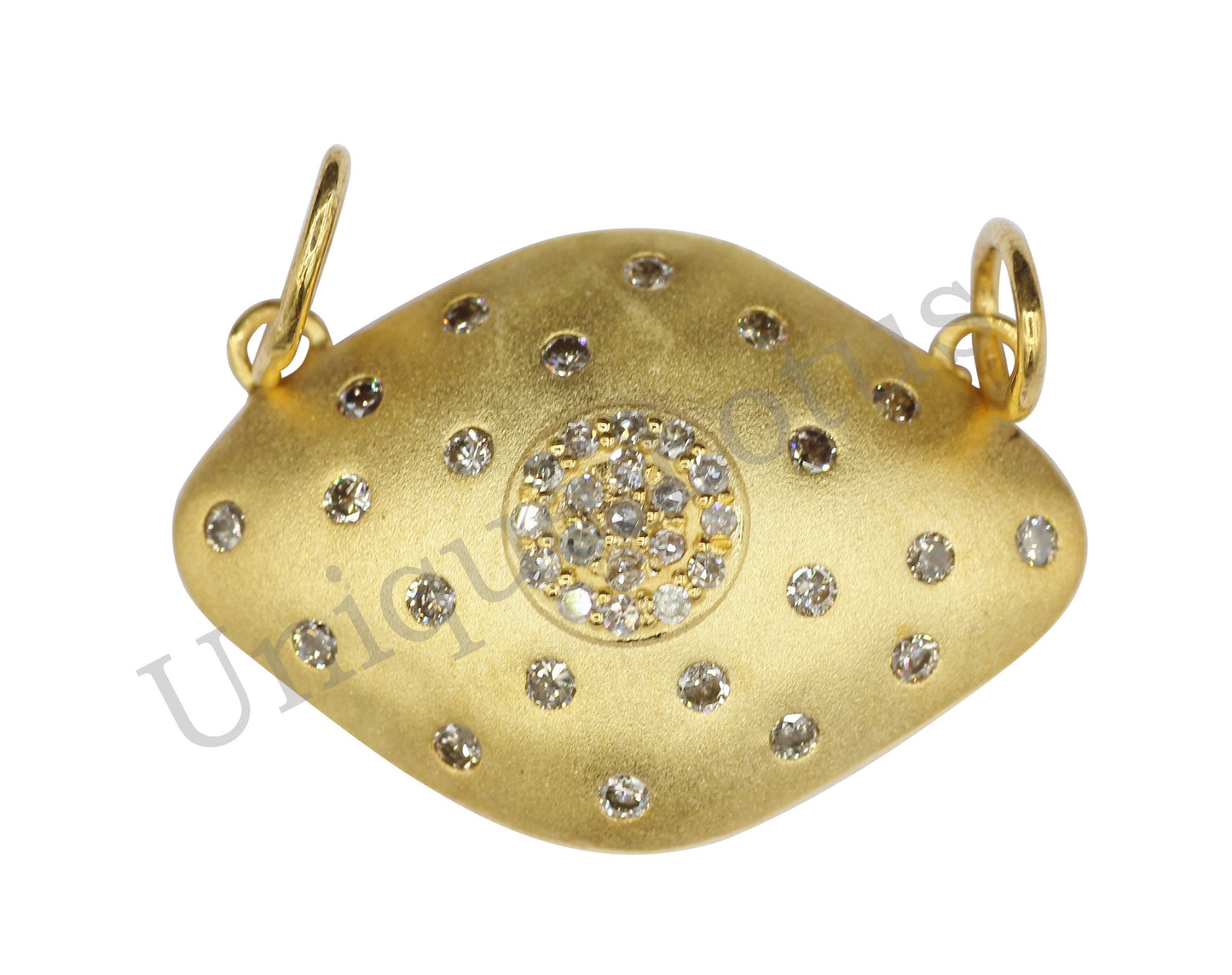 Eye Shape 14k Solid Gold Diamond Pendants. Genuine handmade pave diamond Pendant. 14k Solid Gold Diamond Pendants.