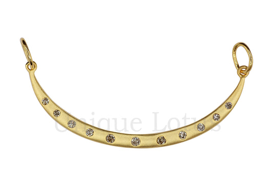 Moon Shape 14k Solid Gold Diamond Pendants. Genuine handmade pave diamond Pendant.1 4k Solid Gold Diamond Pendants.
