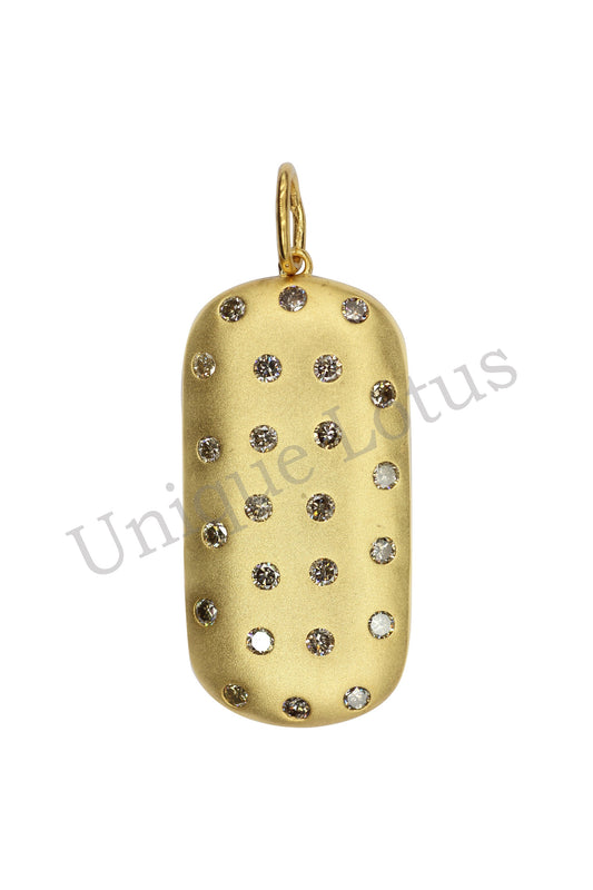 Rectangle Shape 14k Solid Gold Diamond Pendants