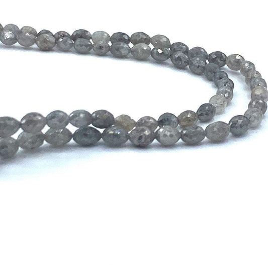 Gray Diamond Beads Faceted Oval