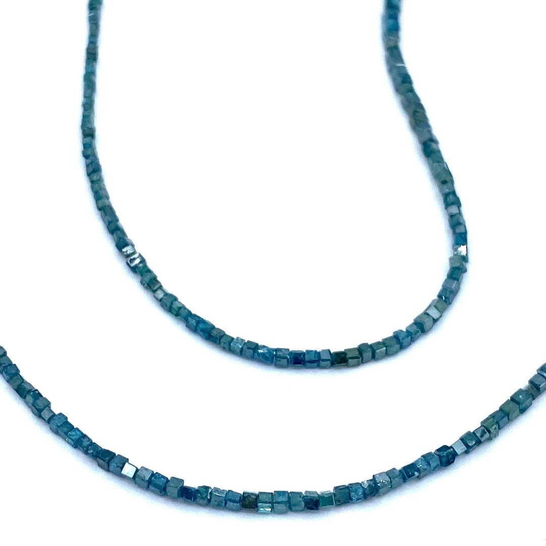Blue Diamond Beads Faceted Square Strands