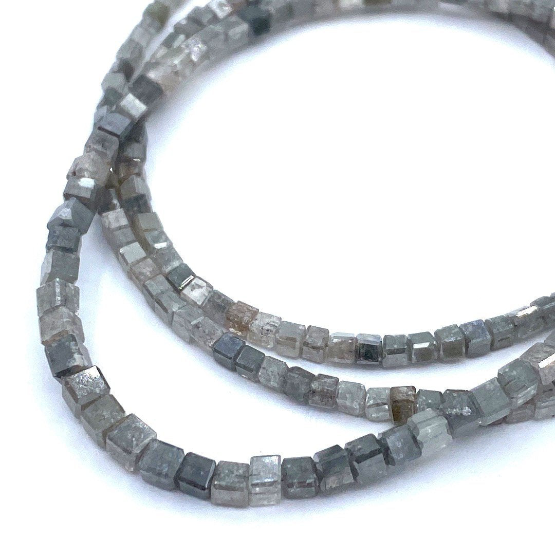 Gray Diamond Beads Square, 15 inch strand,Natural Gray Diamond Cubes,