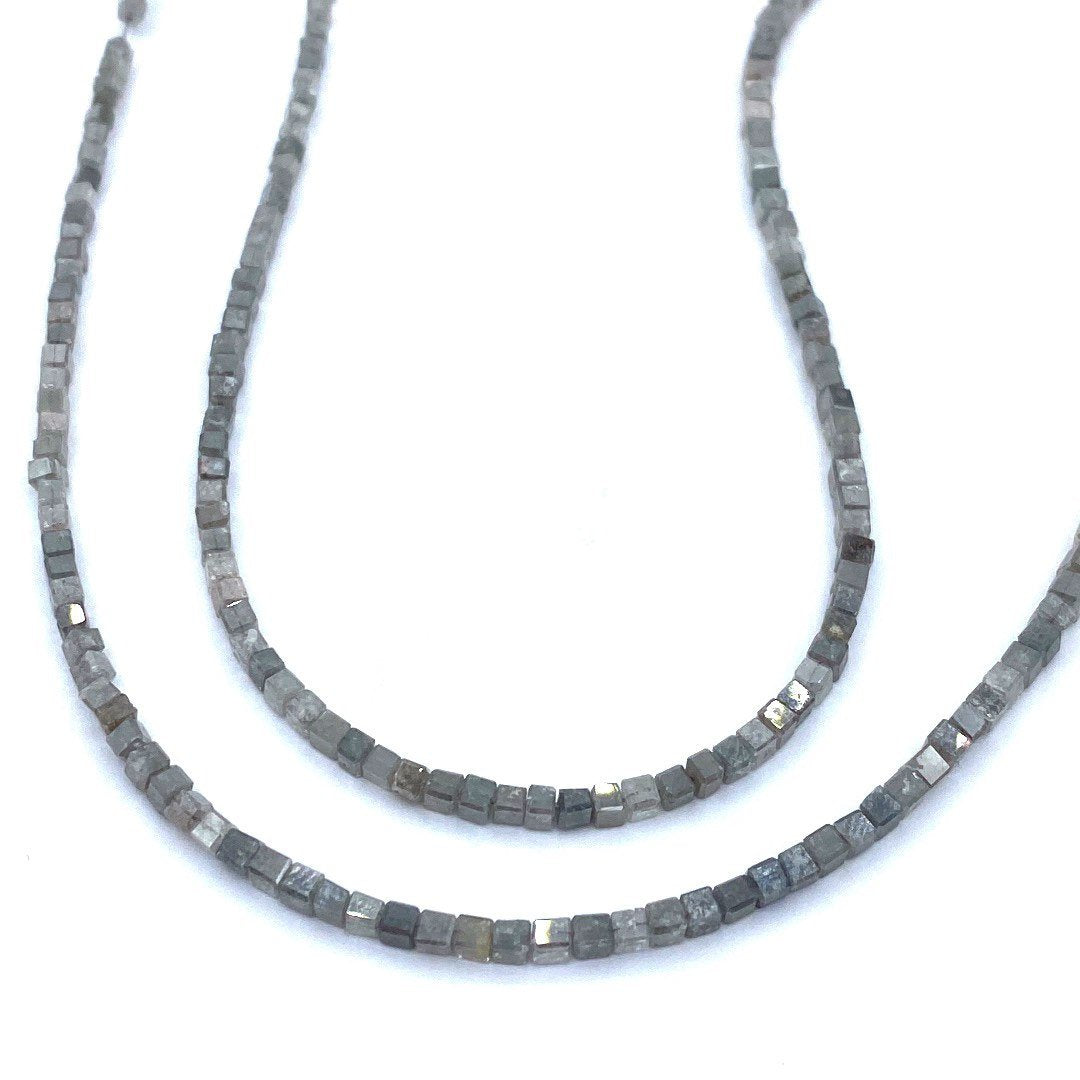 Gray Diamond Beads Square, 15 inch strand,Natural Gray Diamond Cubes,