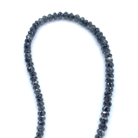 Salt and Pepper Diamond Beads Faceted Rondelle 15” strand