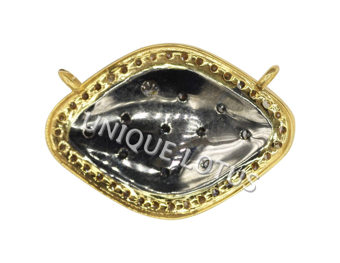Evil eye Shape 14K Gold & Silver Diamond Pendant .925 Oxidized Sterling Silver Diamond Pendant, Genuine handmade pave diamond Pendant.