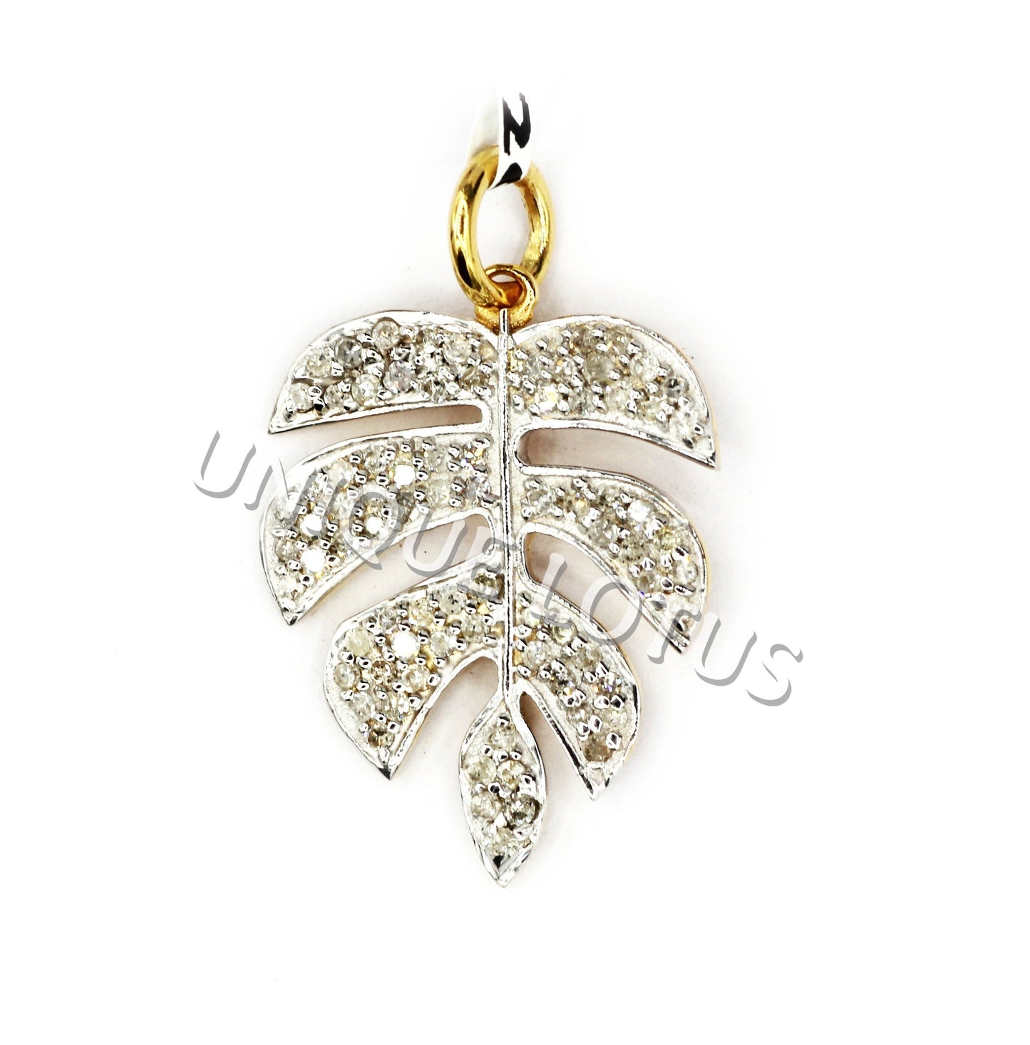 Leaf Shape 14k Solid Gold Diamond Pendants. Genuine handmade pave diamond Pendant.1 4k Solid Gold Diamond Pendants.