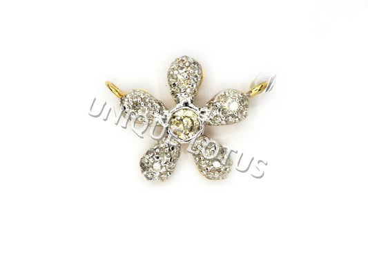 Flower Shape 14k Solid Gold Diamond Pendants. Genuine handmade pave diamond Pendant.14k Solid Gold Diamond Pendants.