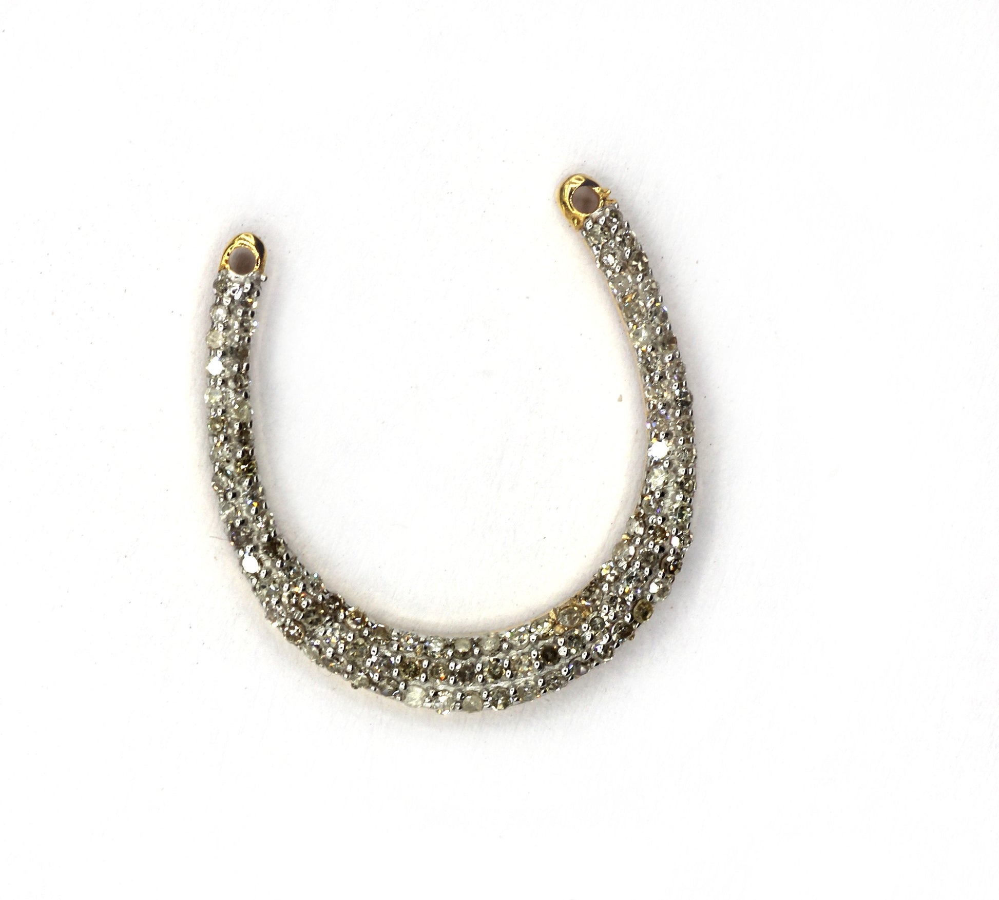 Horse shoe Shape 14k Solid Gold Diamond Pendants. Genuine handmade pave diamond Pendant.1 4k Solid Gold Diamond Pendants.