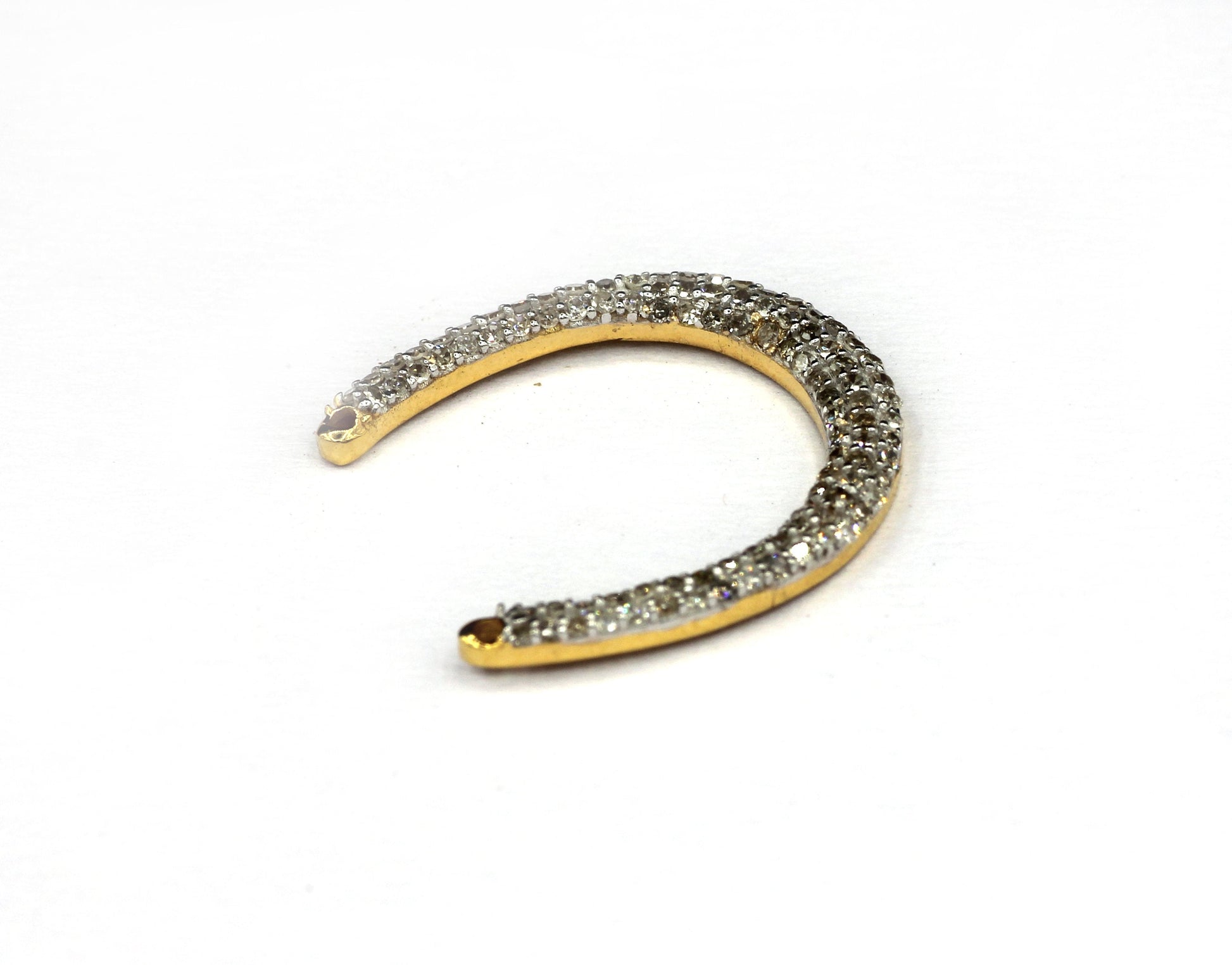 Horse shoe Shape 14k Solid Gold Diamond Pendants. Genuine handmade pave diamond Pendant.1 4k Solid Gold Diamond Pendants.