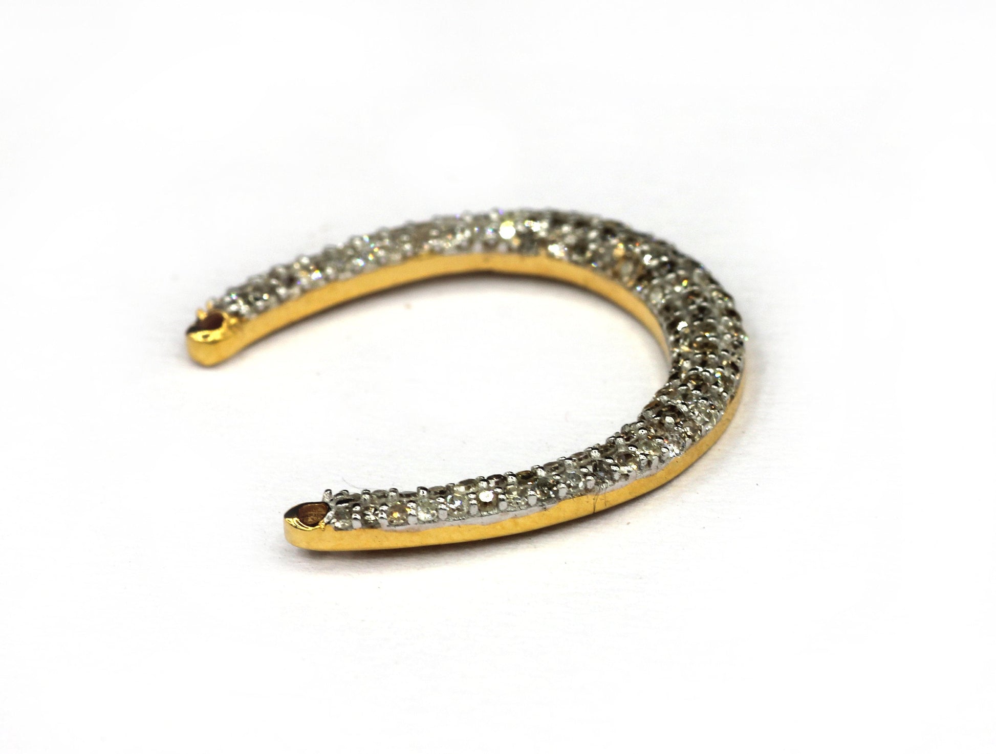 Horse shoe Shape 14k Solid Gold Diamond Pendants. Genuine handmade pave diamond Pendant.1 4k Solid Gold Diamond Pendants.