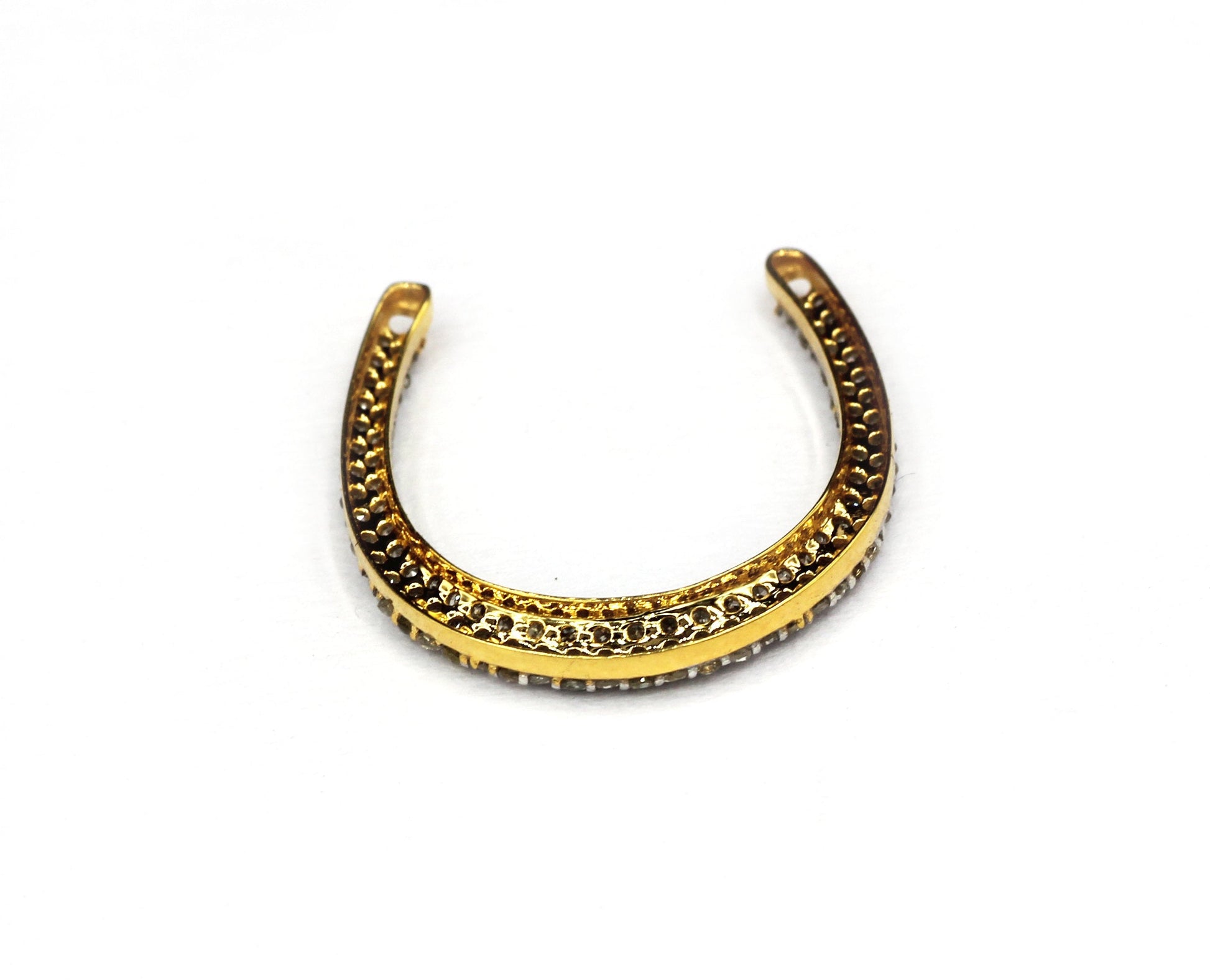 Horse shoe Shape 14k Solid Gold Diamond Pendants. Genuine handmade pave diamond Pendant.1 4k Solid Gold Diamond Pendants.