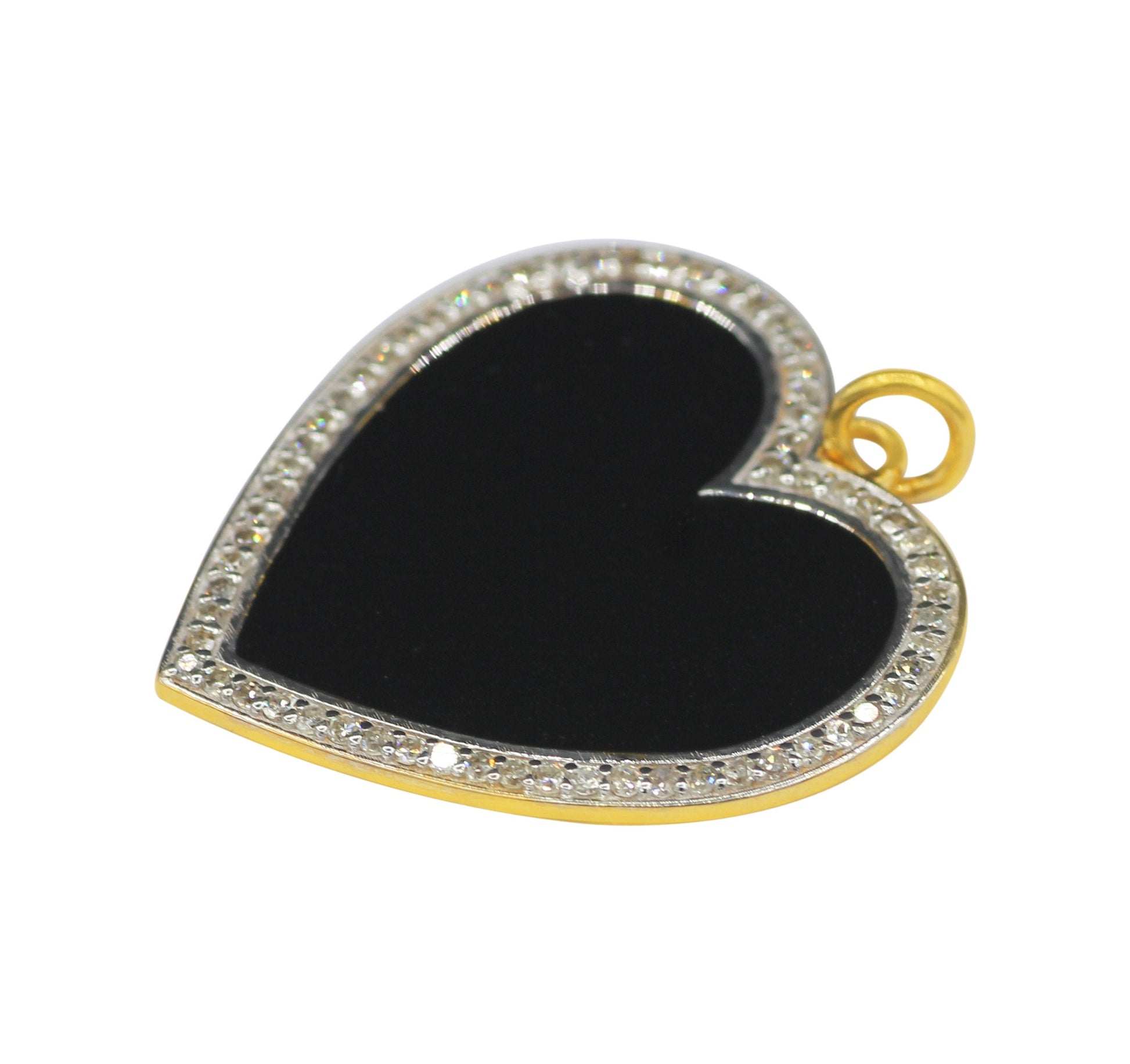 Heart Shape 14k Solid Gold Diamond Pendants. Genuine handmade pave diamond Pendant .14k Solid Gold Diamond Pendants.