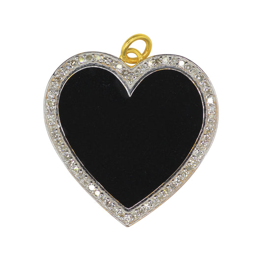 Heart Shape 14k Solid Gold Diamond Pendants. Genuine handmade pave diamond Pendant .14k Solid Gold Diamond Pendants.