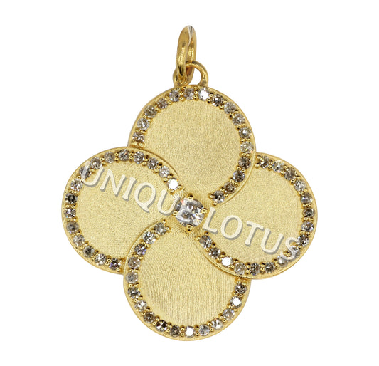 Art Deco Shape 14k Solid Gold Diamond Pendants. Genuine handmade pave diamond Pendant.14k Solid Gold Diamond Pendants.
