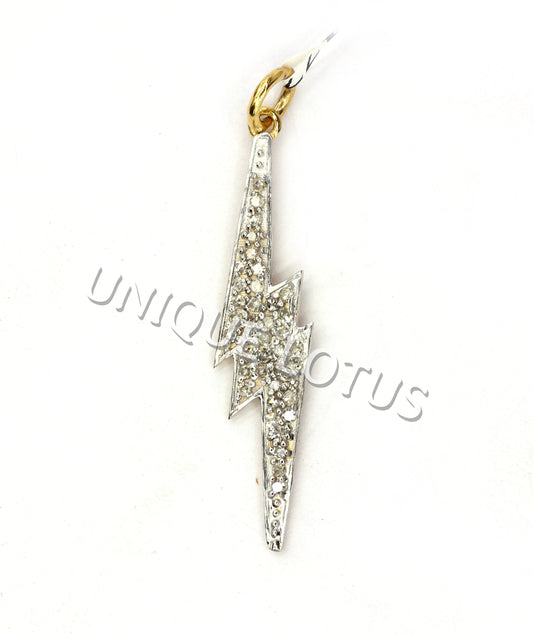 Light Shape 14k Solid Gold Diamond Pendants. Genuine handmade pave diamond Pendant.14k Solid Gold Diamond Pendants.