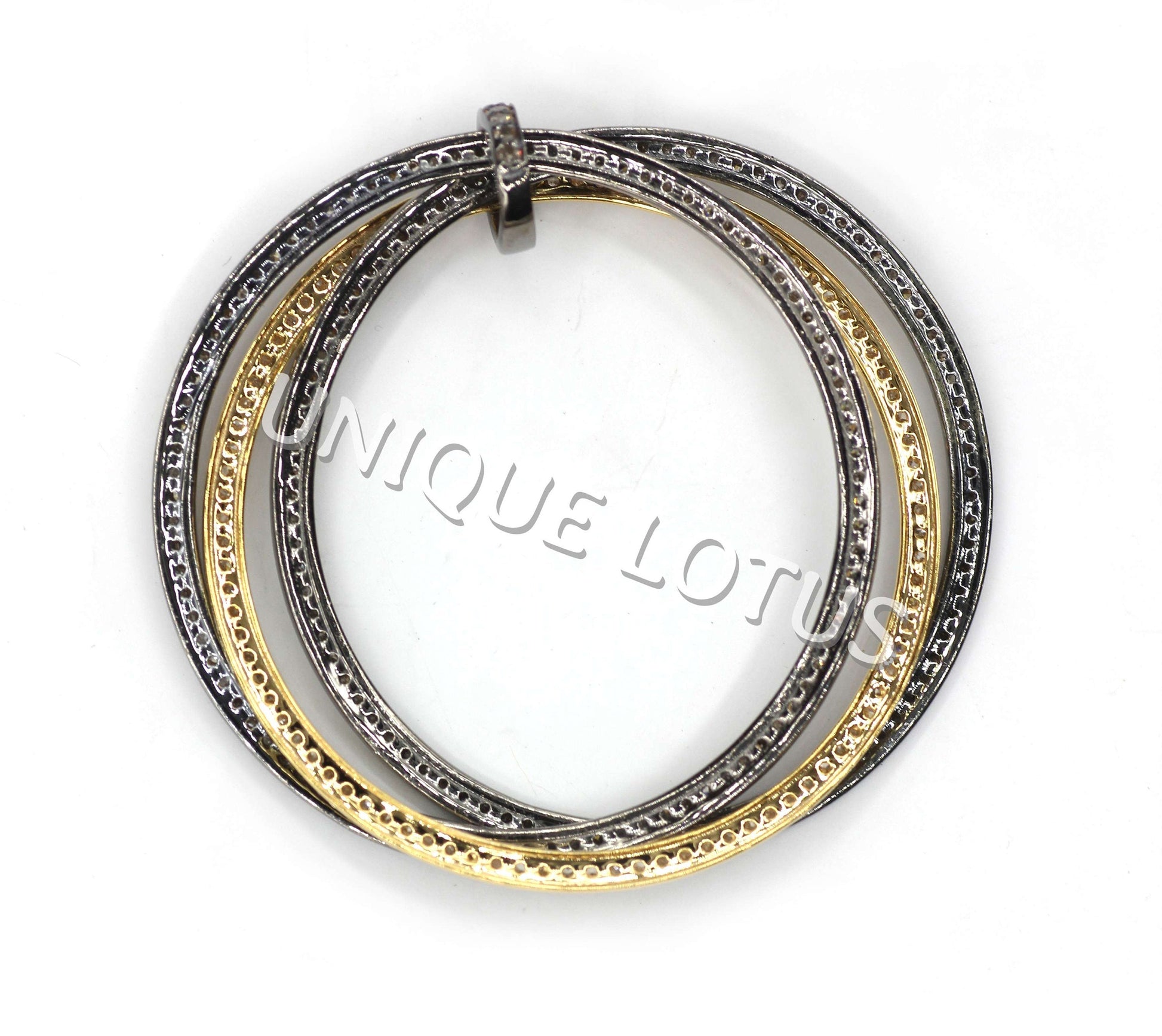 Round Shape 14K Gold & Silver Diamond Pendant .925 Oxidized Sterling Silver Diamond Pendant, Genuine handmade pave diamond Pendant.