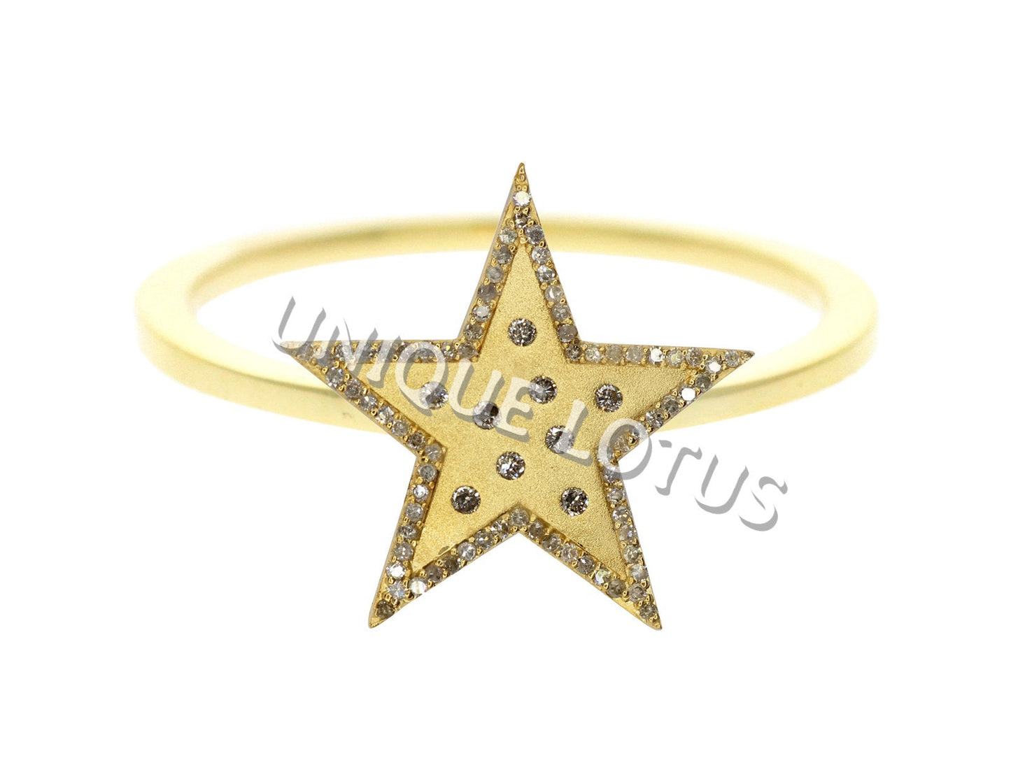 Star Shape 14k Solid Gold Diamond Pendants/Ring. Genuine handmade pave diamond Pendant. 14k Solid Gold Diamond Pendants.