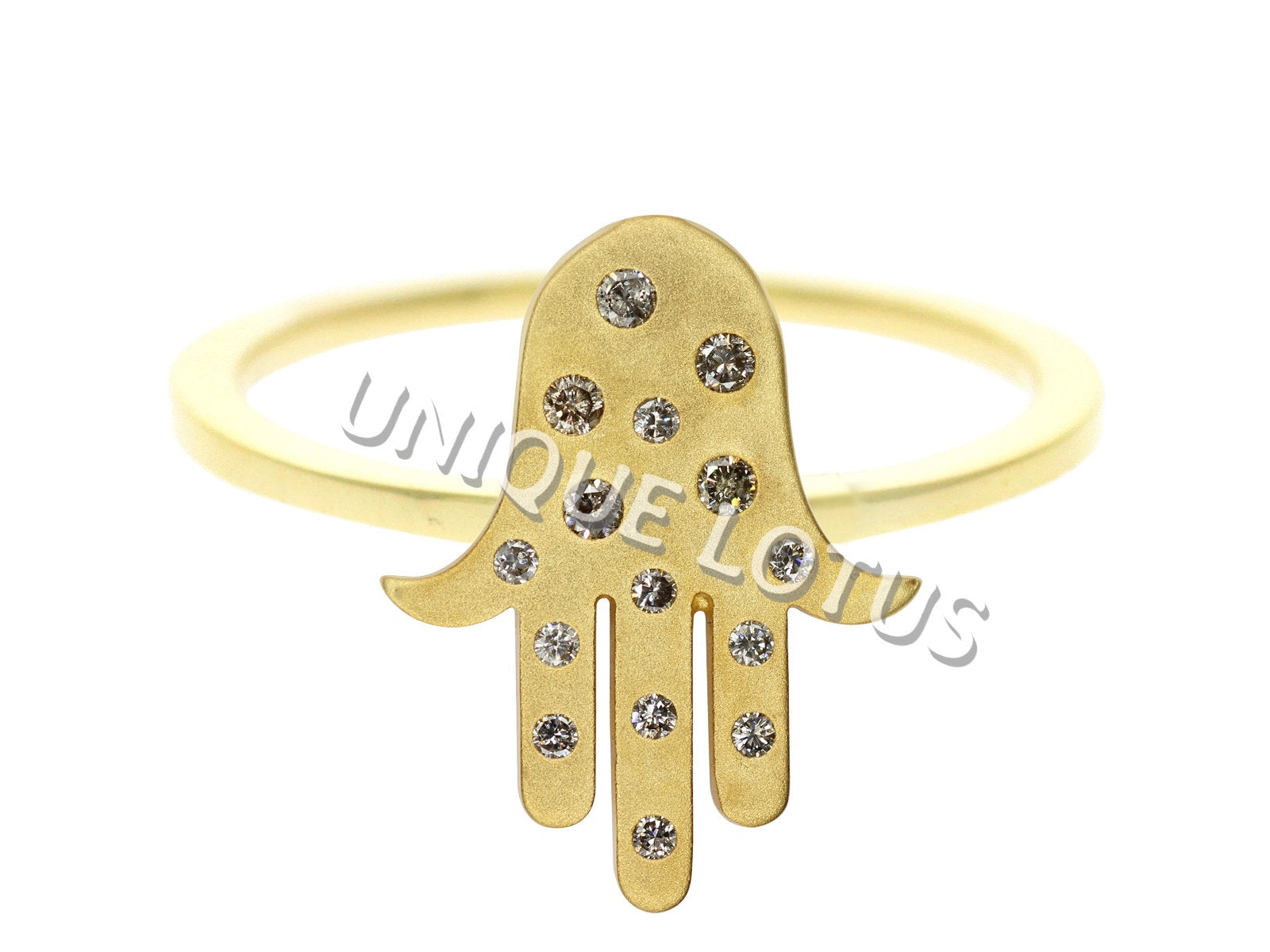 Hamsa Hand Shape 14k Solid Gold Diamond Pendants/Ring. Genuine handmade pave diamond Pendant. 14k Solid Gold Diamond Pendants.