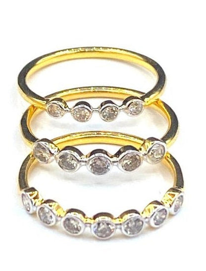 14k Solid Gold Stack Diamond Rings, Stacking Gold Diamond Rings