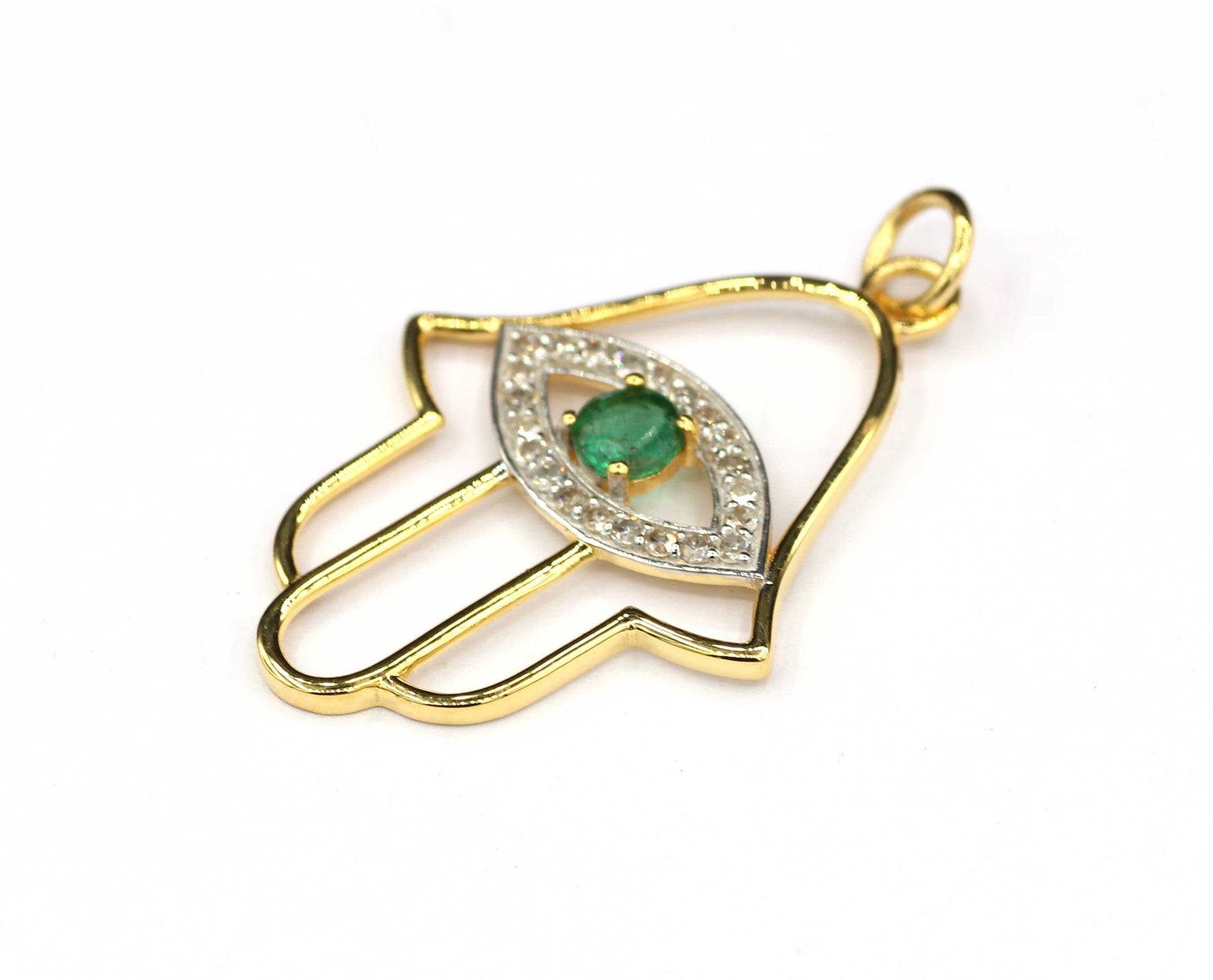 Hamsa Hand  Shape 14k Solid Gold Diamond Pendants. Genuine handmade pave diamond Pendant.1 4k Solid Gold Diamond Pendants.