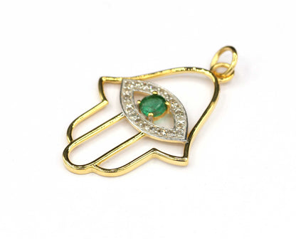 Hamsa Hand  Shape 14k Solid Gold Diamond Pendants. Genuine handmade pave diamond Pendant.1 4k Solid Gold Diamond Pendants.