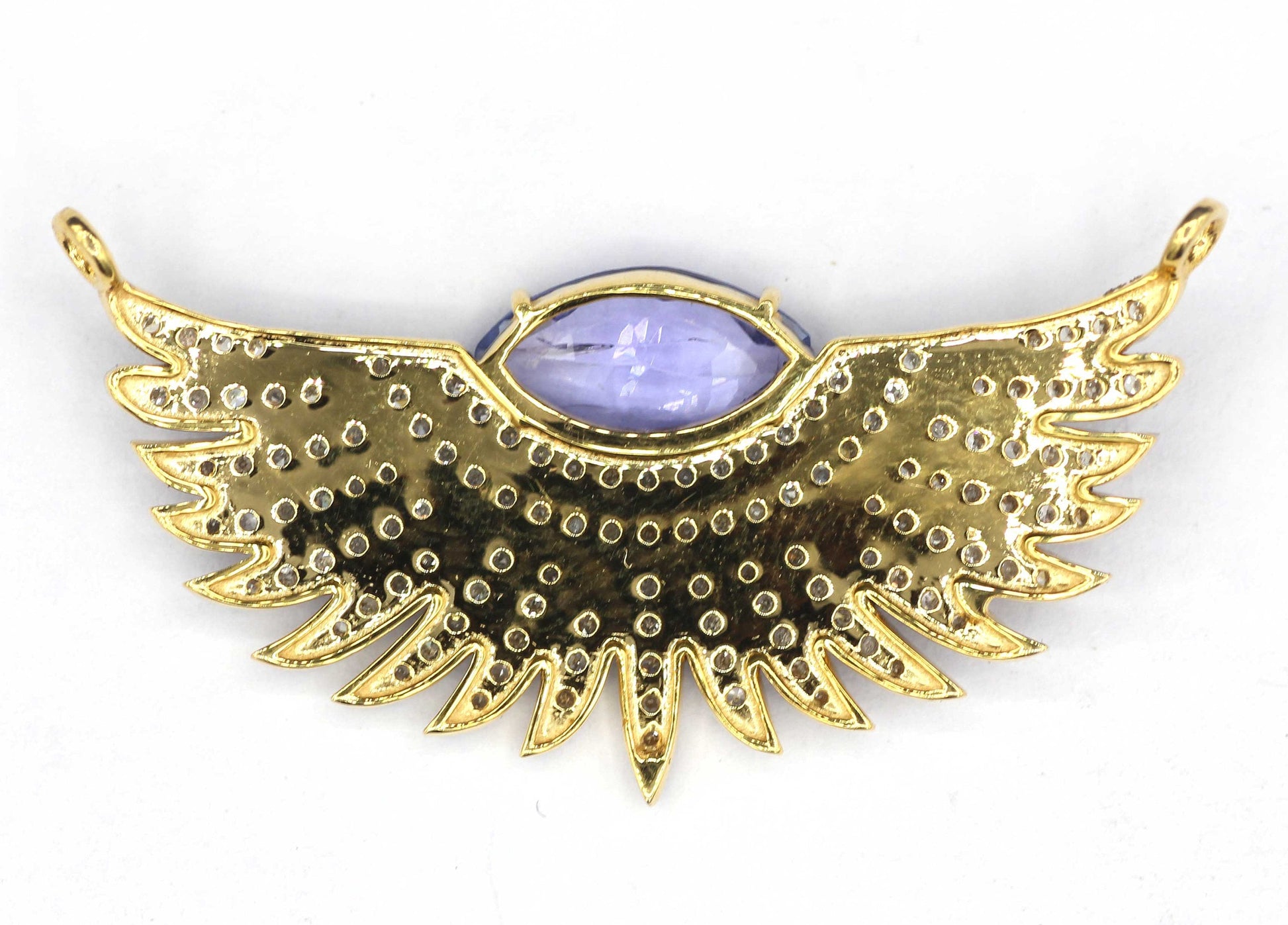 Wings Shape 14k Solid Gold Diamond Pendants. Genuine handmade pave diamond Pendant.1 4k Solid Gold Diamond Pendants.