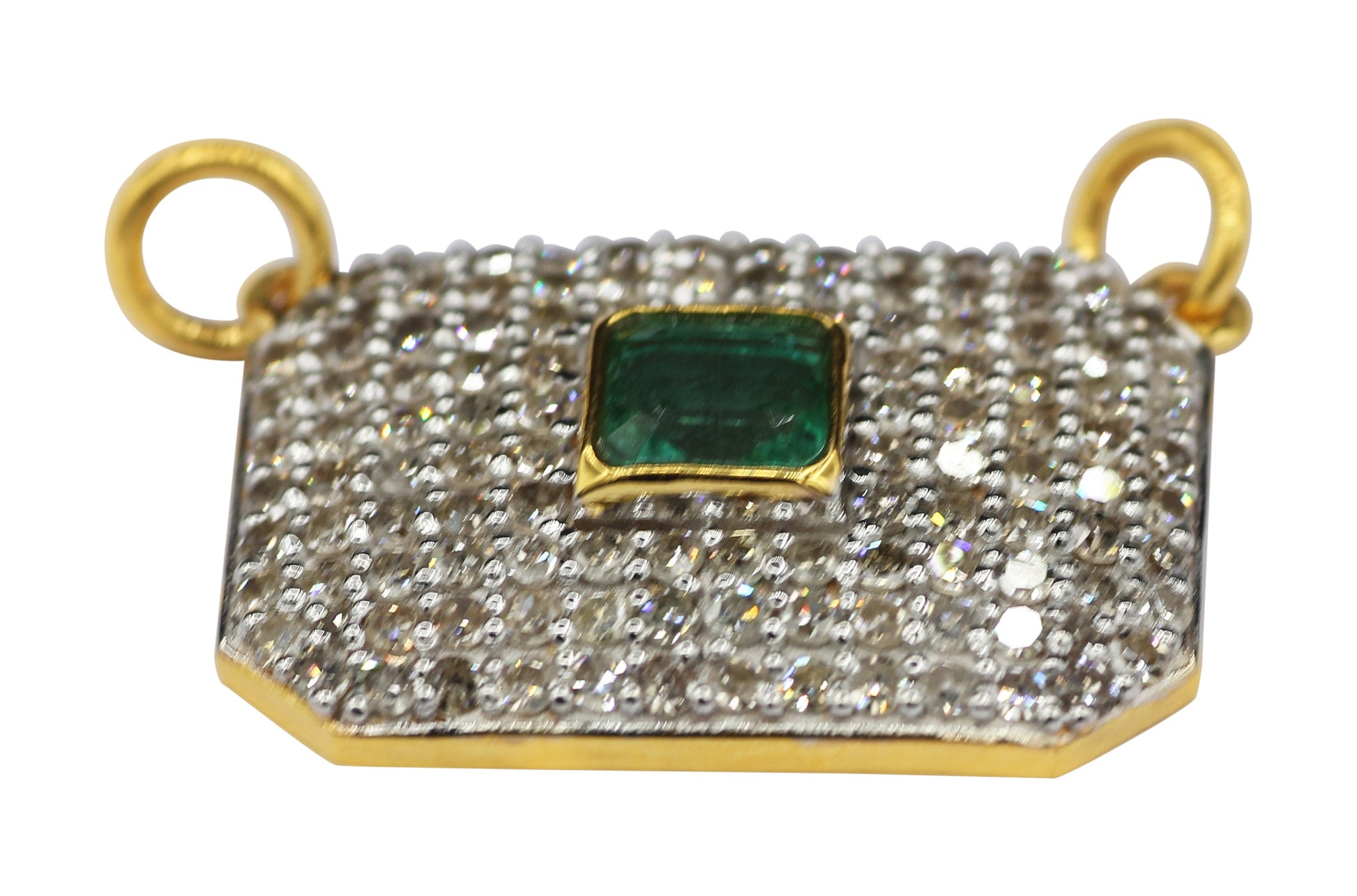 Rectangle Shape 14k Solid Gold Diamond Pendants. Genuine handmade pave diamond Pendant.14k Solid Gold Diamond Pendants.