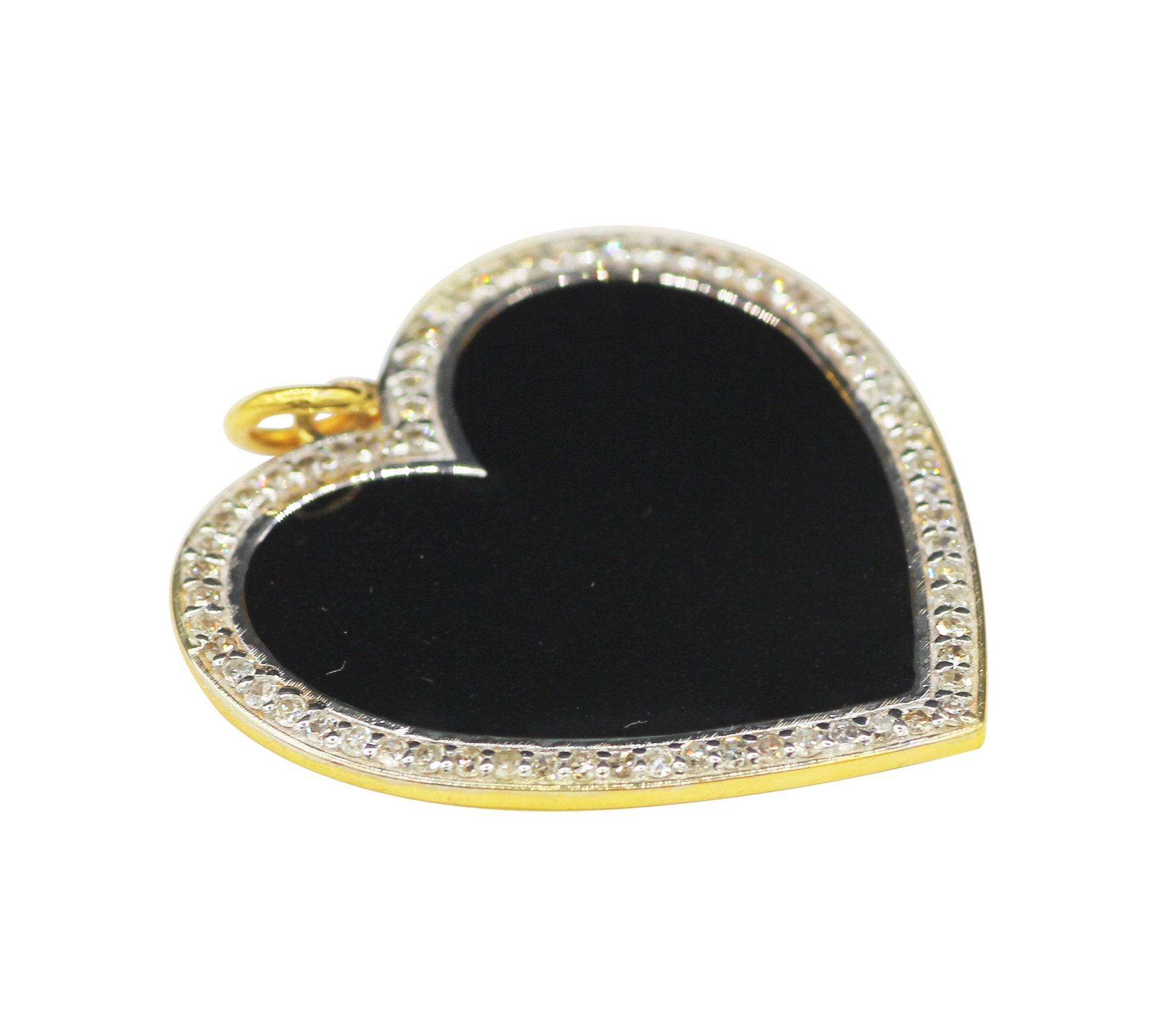 Heart Shape 14k Solid Gold Diamond Pendants. Genuine handmade pave diamond Pendant .14k Solid Gold Diamond Pendants.