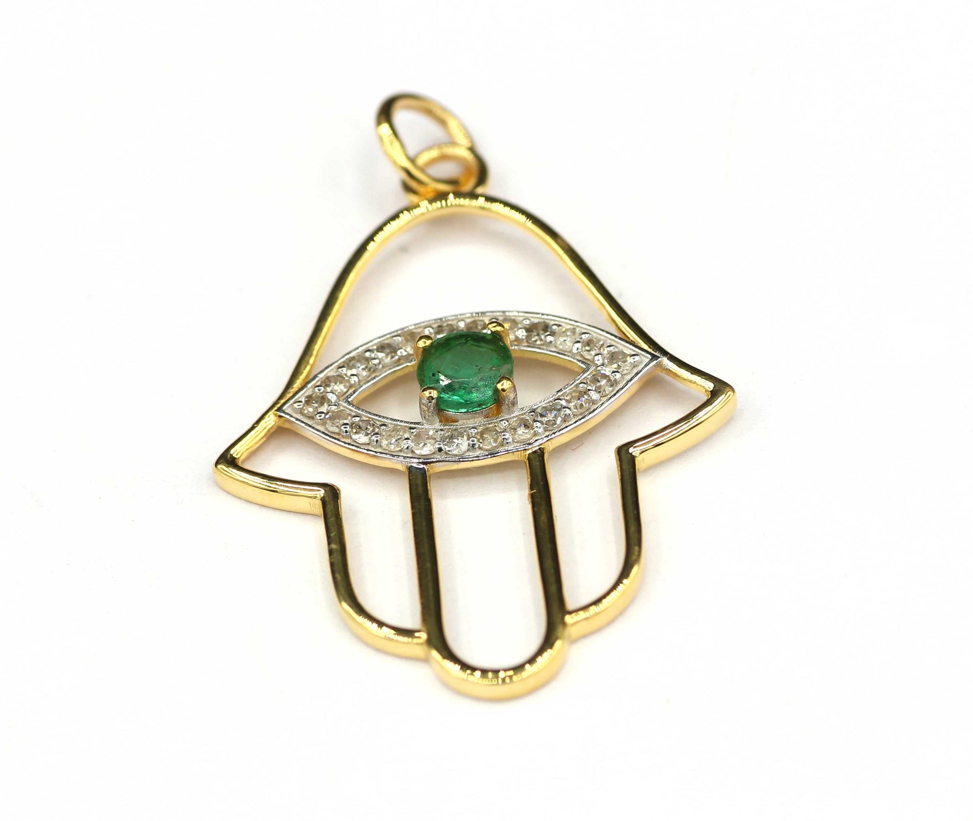 Hamsa Hand  Shape 14k Solid Gold Diamond Pendants. Genuine handmade pave diamond Pendant.1 4k Solid Gold Diamond Pendants.