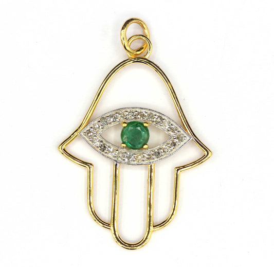 Hamsa Hand  Shape 14k Solid Gold Diamond Pendants. Genuine handmade pave diamond Pendant.1 4k Solid Gold Diamond Pendants.