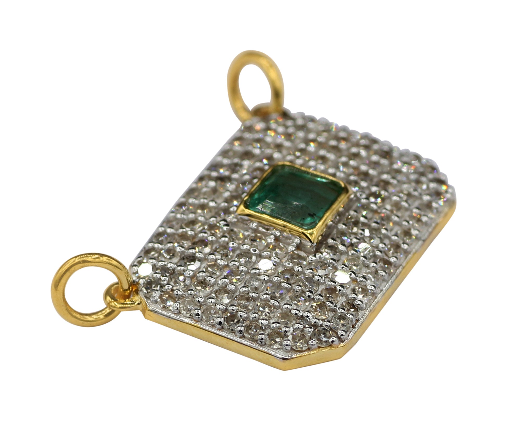 Rectangle Shape 14k Solid Gold Diamond Pendants. Genuine handmade pave diamond Pendant.14k Solid Gold Diamond Pendants.