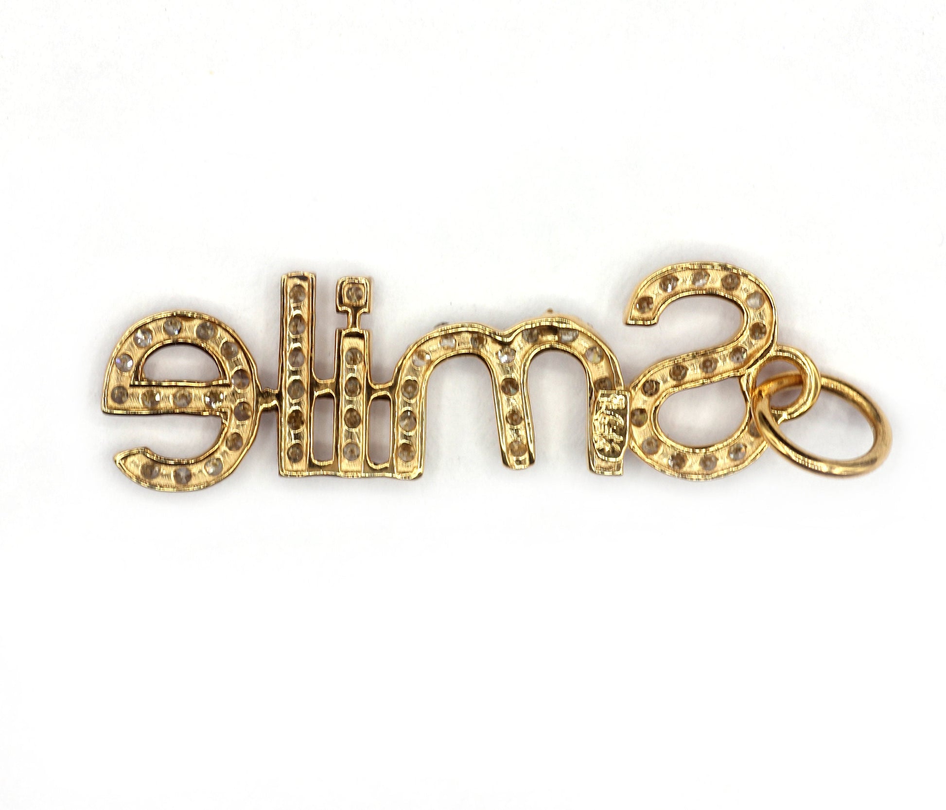 Smile 14k Solid Gold Diamond Pendants. Genuine handmade pave diamond Pendant. 14k Solid Gold Diamond Pendants.