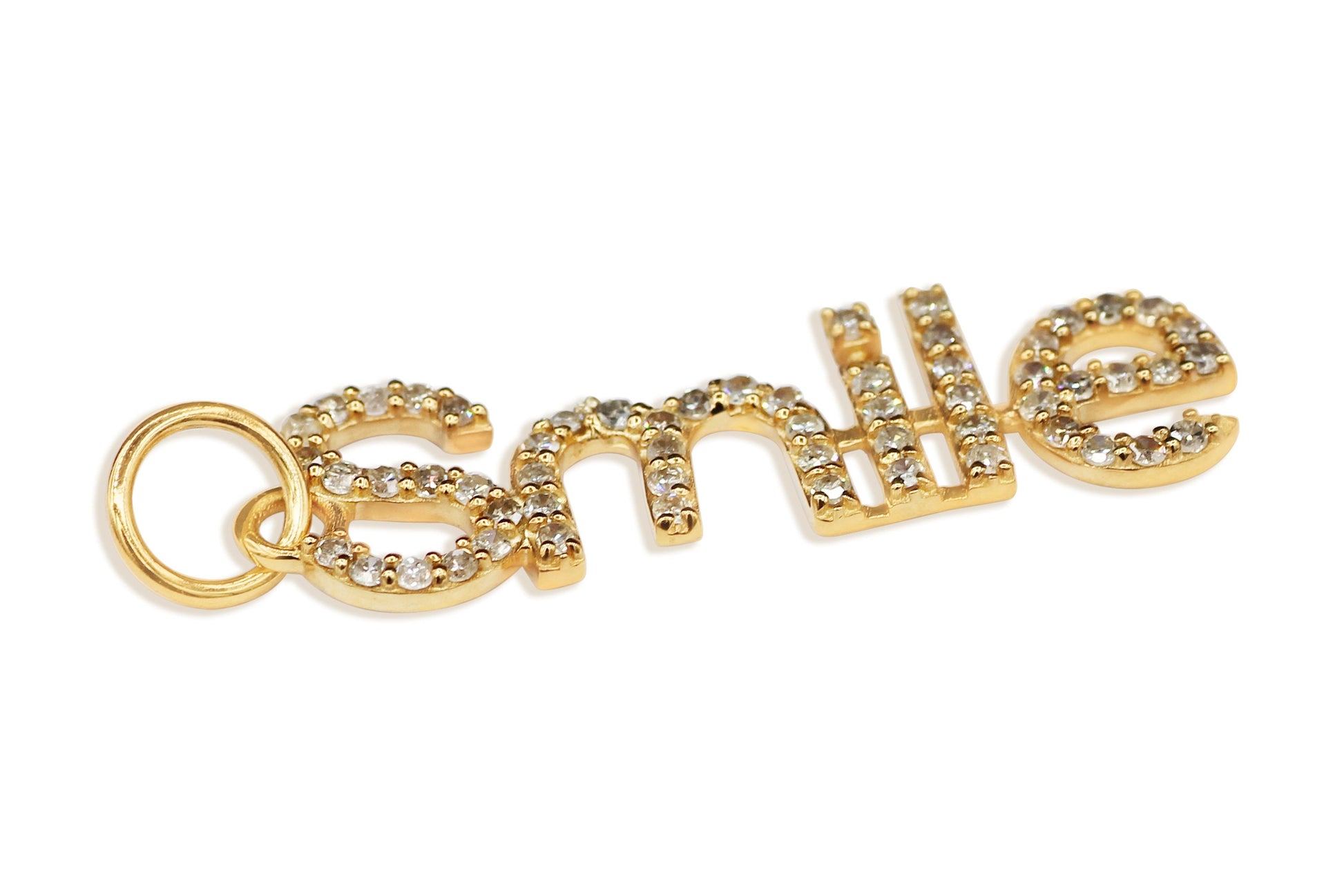 Smile 14k Solid Gold Diamond Pendants. Genuine handmade pave diamond Pendant. 14k Solid Gold Diamond Pendants.