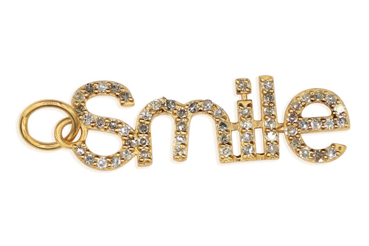 Smile 14k Solid Gold Diamond Pendants. Genuine handmade pave diamond Pendant. 14k Solid Gold Diamond Pendants.