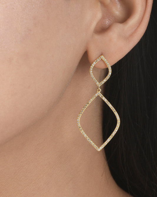 Open 14k Solid Gold Diamond Earring. Genuine handmade pave diamond Earring . 14k Solid Gold Diamond Earring.