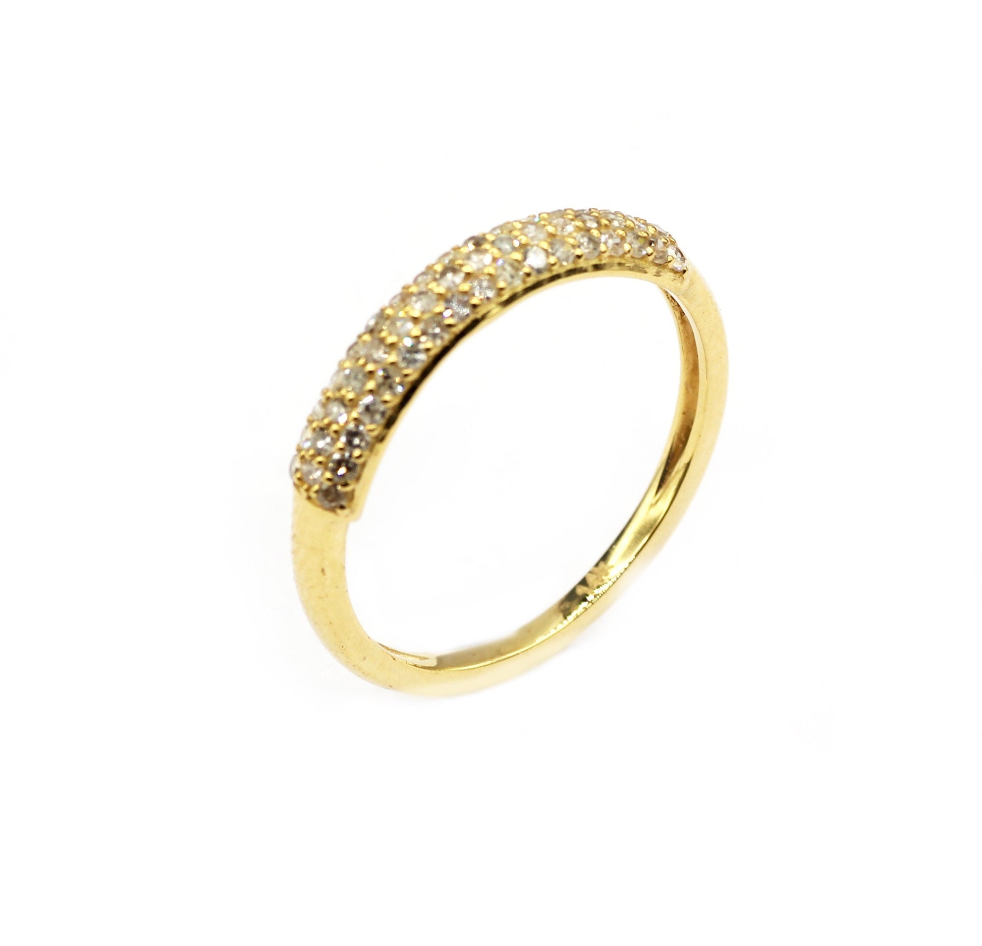 Open Shape 14k Solid Gold Diamond Rings. Genuine handmade pave diamond Rings.