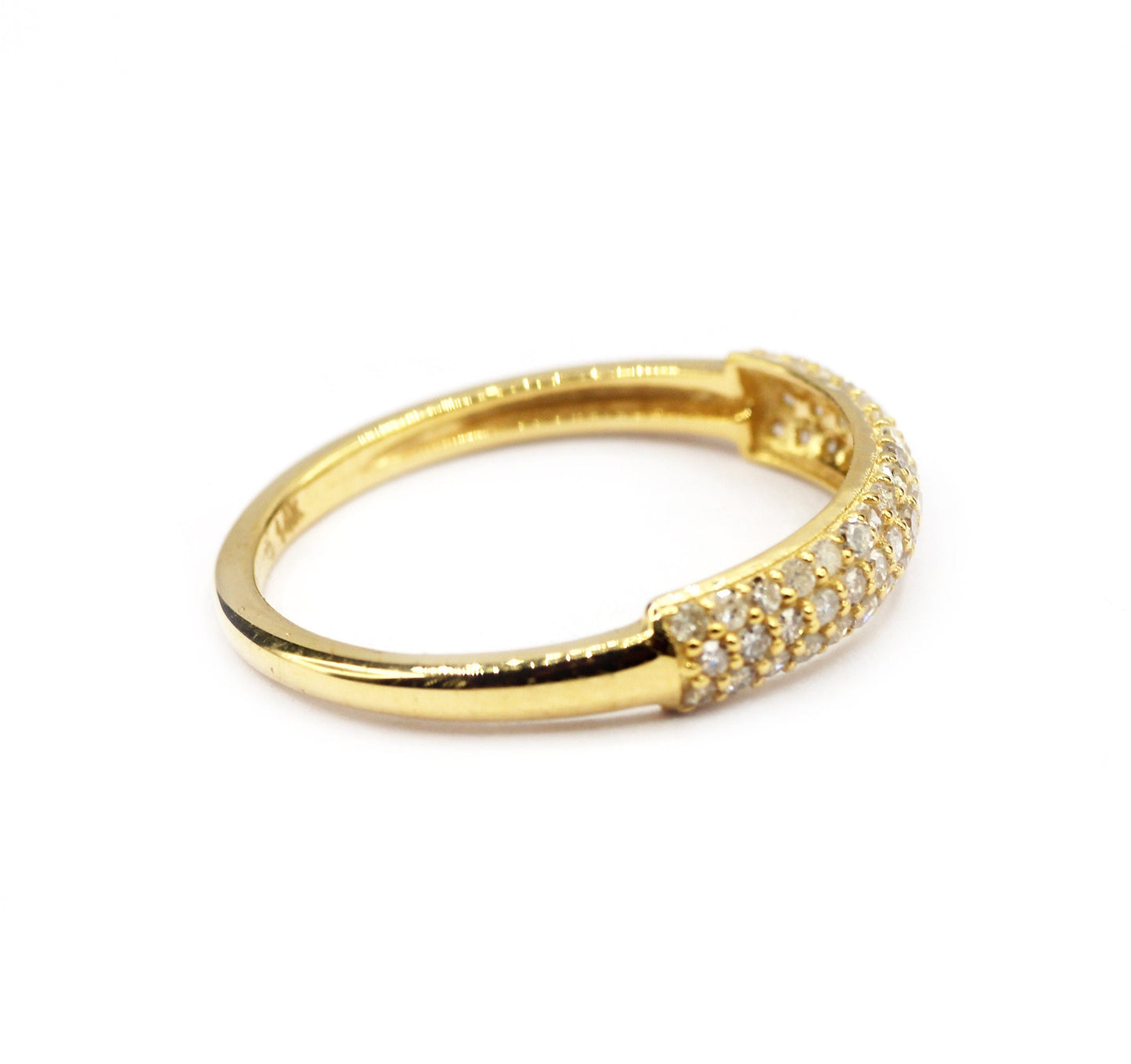 Open Shape 14k Solid Gold Diamond Rings. Genuine handmade pave diamond Rings.