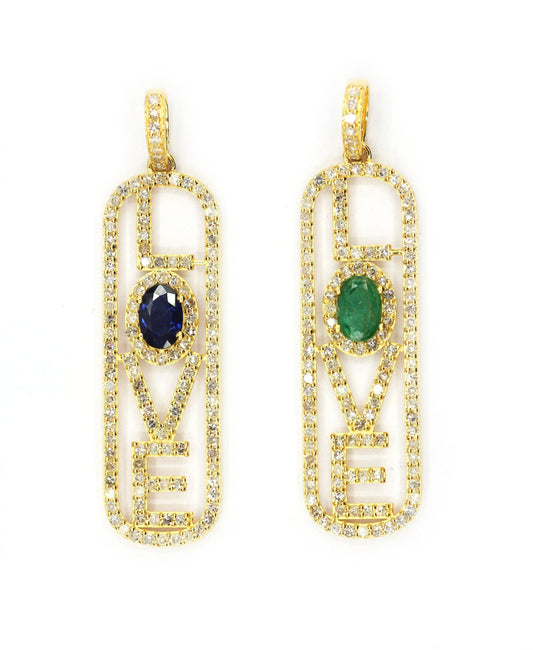 Love 14k Solid Gold Diamond Pendants. Genuine handmade pave diamond Pendant. 14k Solid Gold Diamond Pendants.