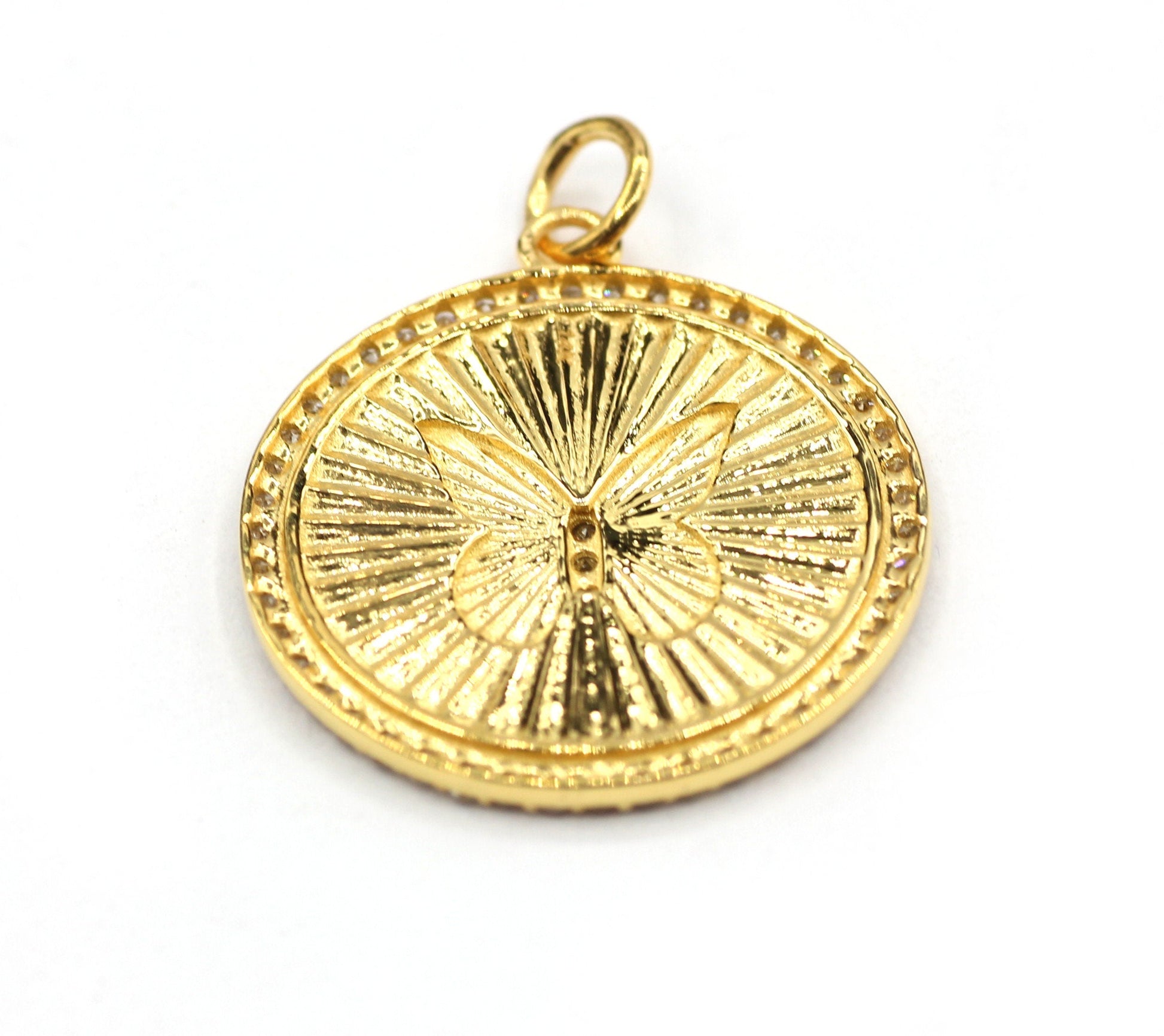Round Dick On Butterfly Shape 14k Solid Gold Diamond Pendants. Genuine handmade pave diamond Pendant. 14k Solid Gold Diamond Pendants.