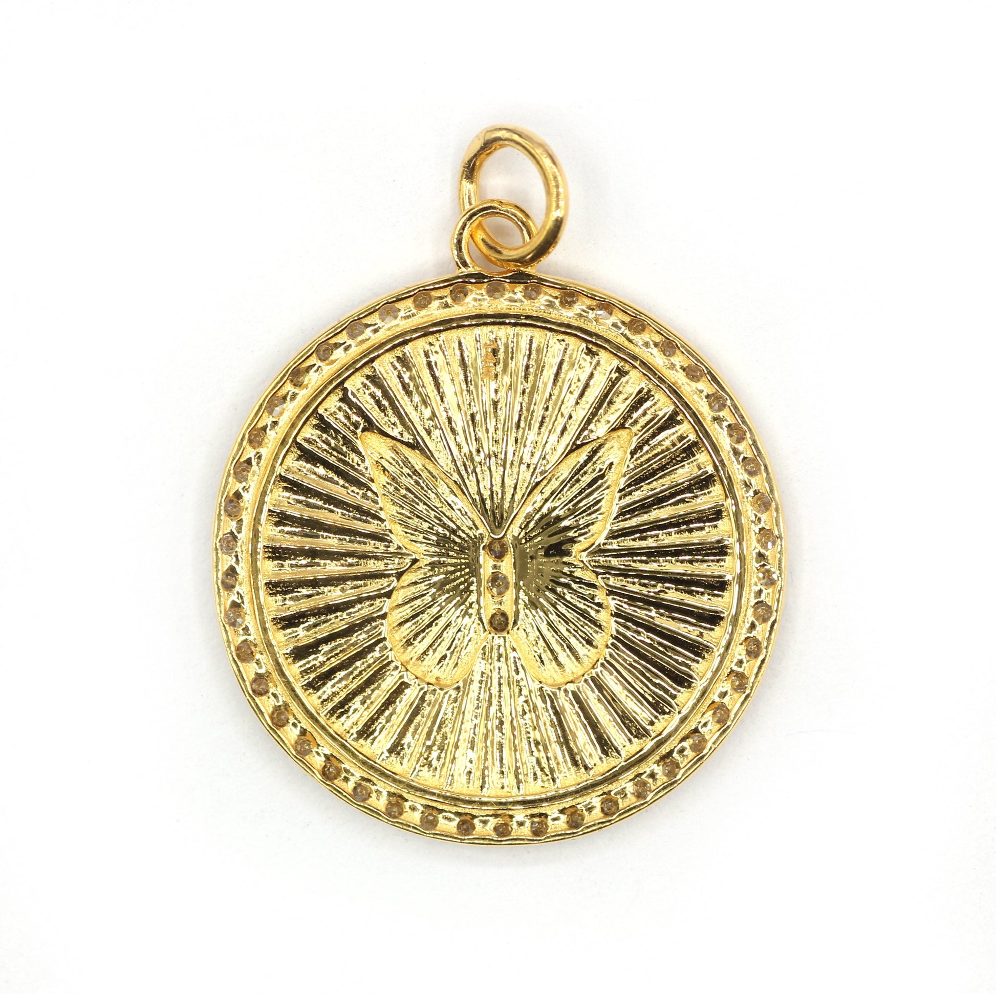 Round Dick On Butterfly Shape 14k Solid Gold Diamond Pendants. Genuine handmade pave diamond Pendant. 14k Solid Gold Diamond Pendants.
