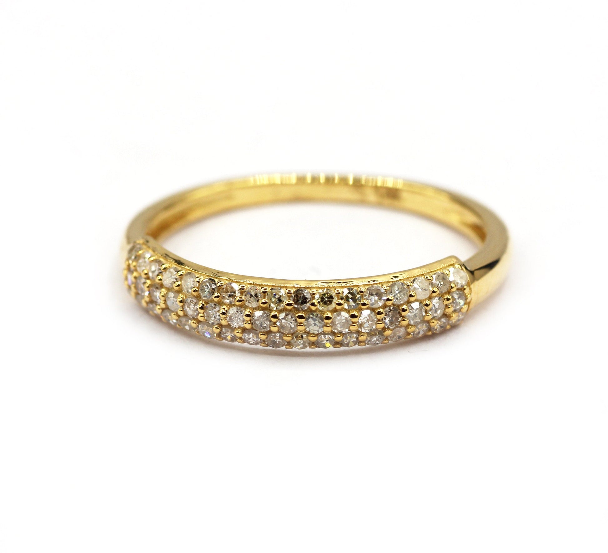 Open Shape 14k Solid Gold Diamond Rings. Genuine handmade pave diamond Rings.