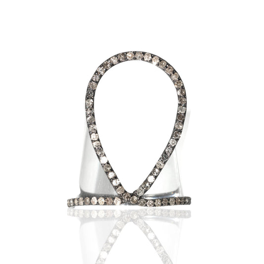 Diamond and Silver  Black Rhodium Finish Ring.