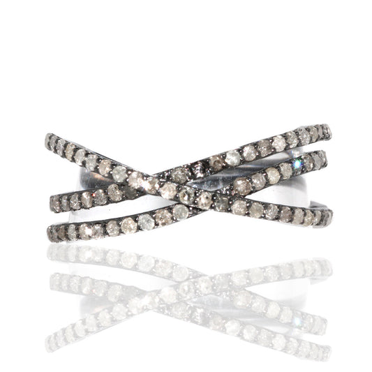 Multi Rows Pave Diamond Ring.
