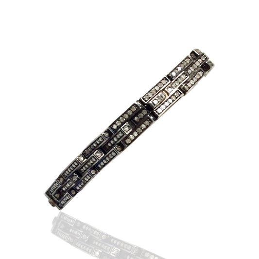 Diamond and Silver Black Rhodium Finish Bracelets