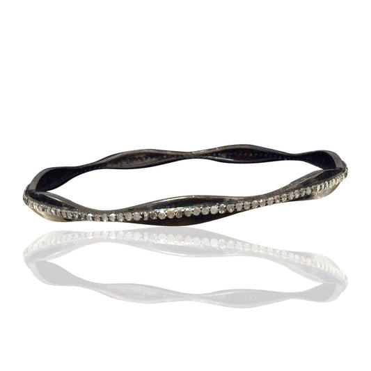 Diamond and Silver Black Rhodium Finish Bracelets