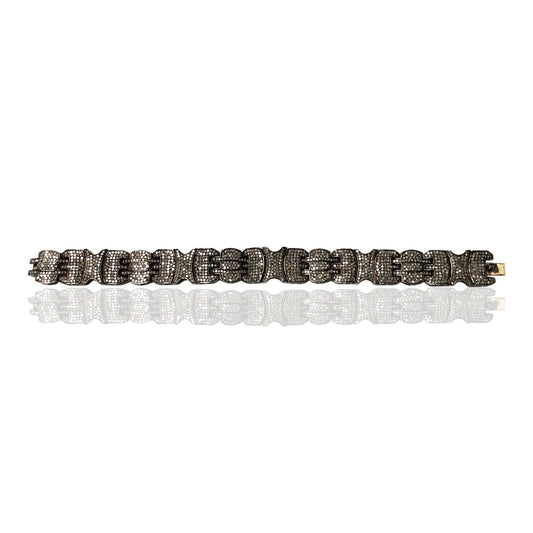 Diamond and Silver Black Rhodium Finish Bracelets