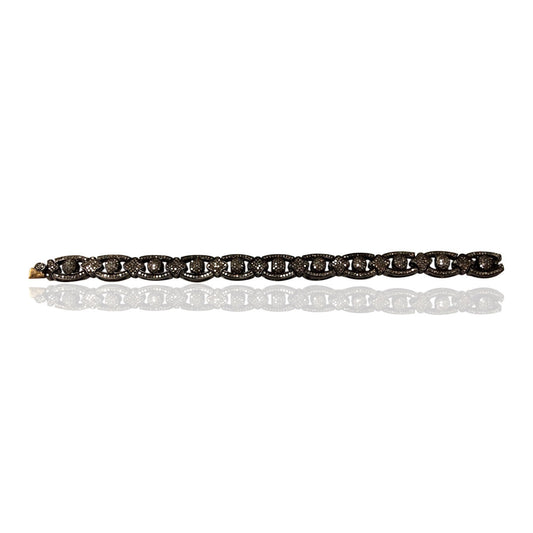 Diamond and Silver Black Rhodium Finish Bracelets