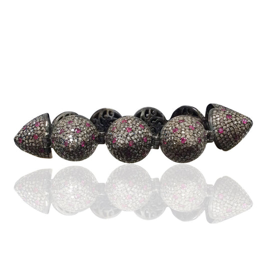 Diamond and Silver Ruby Stone Black Rhodium Finish Bracelets